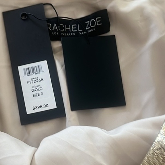 NWT Rachel Zoe,(MSRP $395),SILK Gold Lam’e Blended One-Shoulder Dress, Cocktail - Picture 3 of 16